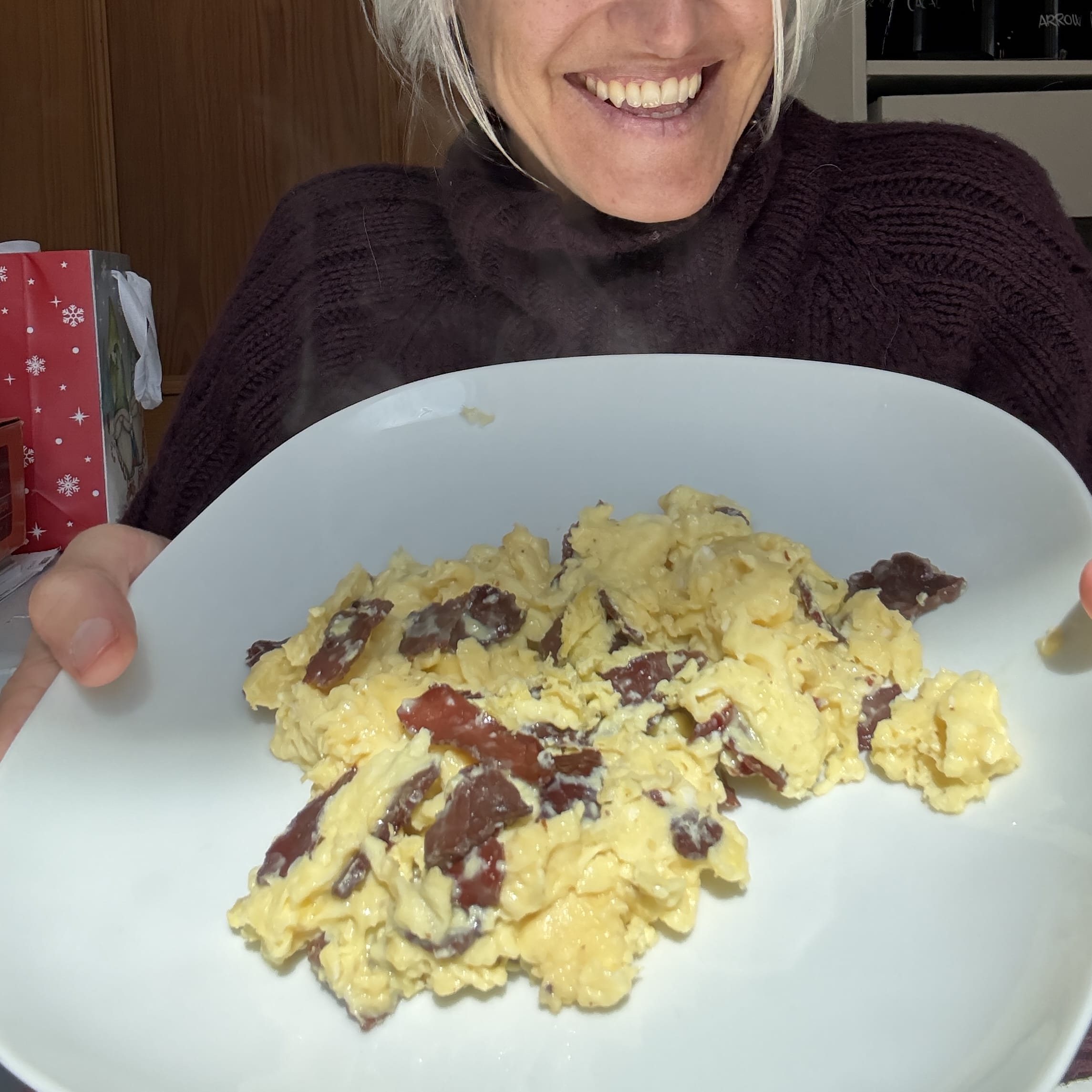 Uova strapazzate con collagene e Biltong